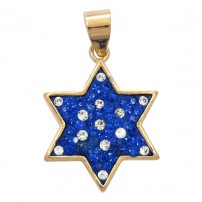  Zircon Blue Sapphire Star of David Pendant